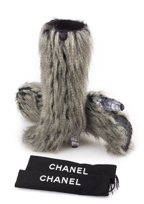 white chanel faux fur boots|Chanel shoes customer service.